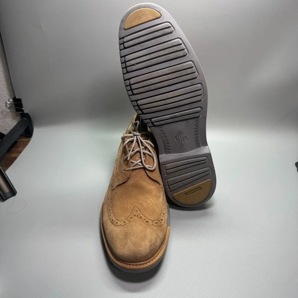 Cole Haan Mens Derby Dress Shoes Brown Leather Brogue Wingtip Lace Up‎ 10